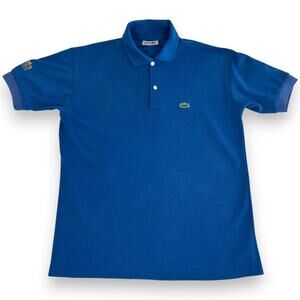 Chemise Lacoste Mens XL Polo Shirt Blue Vintage Made In France Cotton Pique